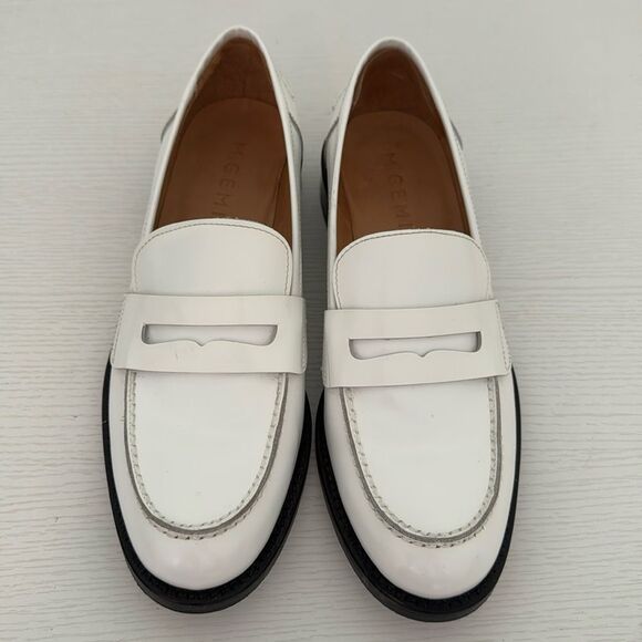 M. Gemi Lucido Loafer White Patent Leather Size 38.5 8.5 - Picture 1 of 8